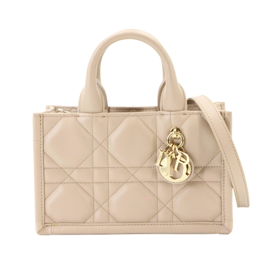 Christian Dior Macro Cannage Book Tote Mini 2-way Shoulder Handbag Leather Be...